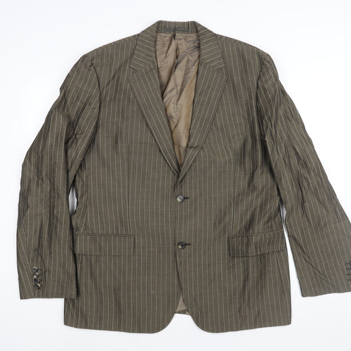 Boss Mens Brown Striped Wool Jacket Suit Jacket Size 44 Regular