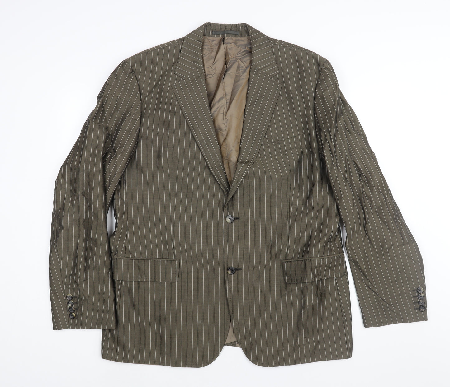 Boss Mens Brown Striped Wool Jacket Suit Jacket Size 44 Regular