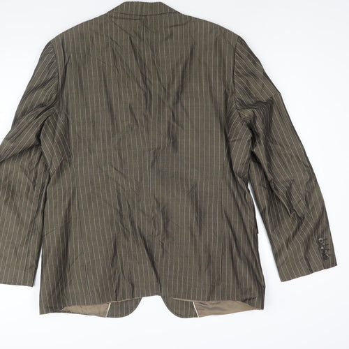 Boss Mens Brown Striped Wool Jacket Suit Jacket Size 44 Regular