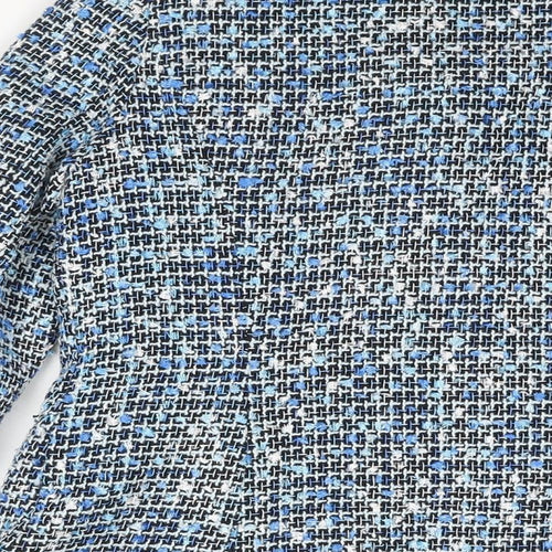 Luxy Womens Blue Jacket Size M Hook & Eye - Raw Edge Pearl Detail