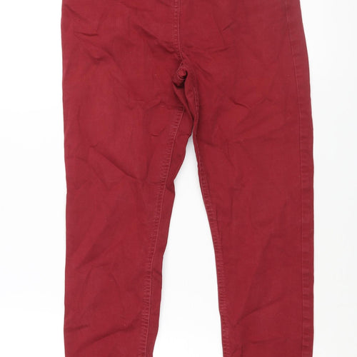 Papaya Womens Red Cotton Skinny Jeans Size 10 L27 in Regular Zip
