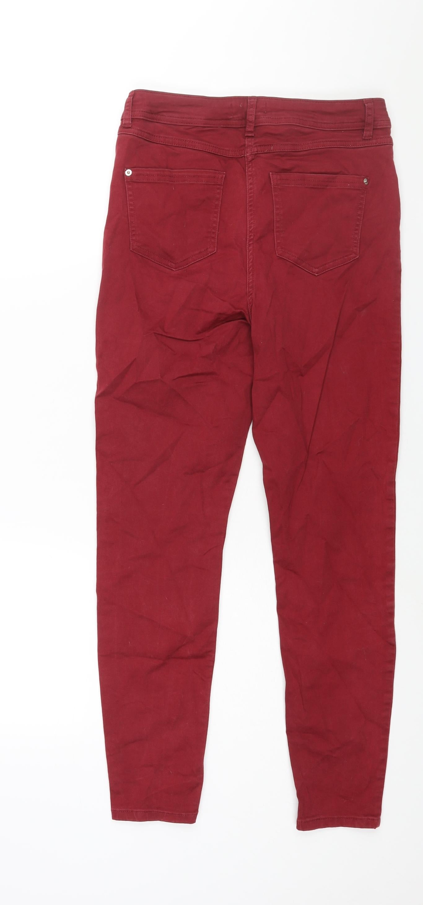 Papaya Womens Red Cotton Skinny Jeans Size 10 L27 in Regular Zip