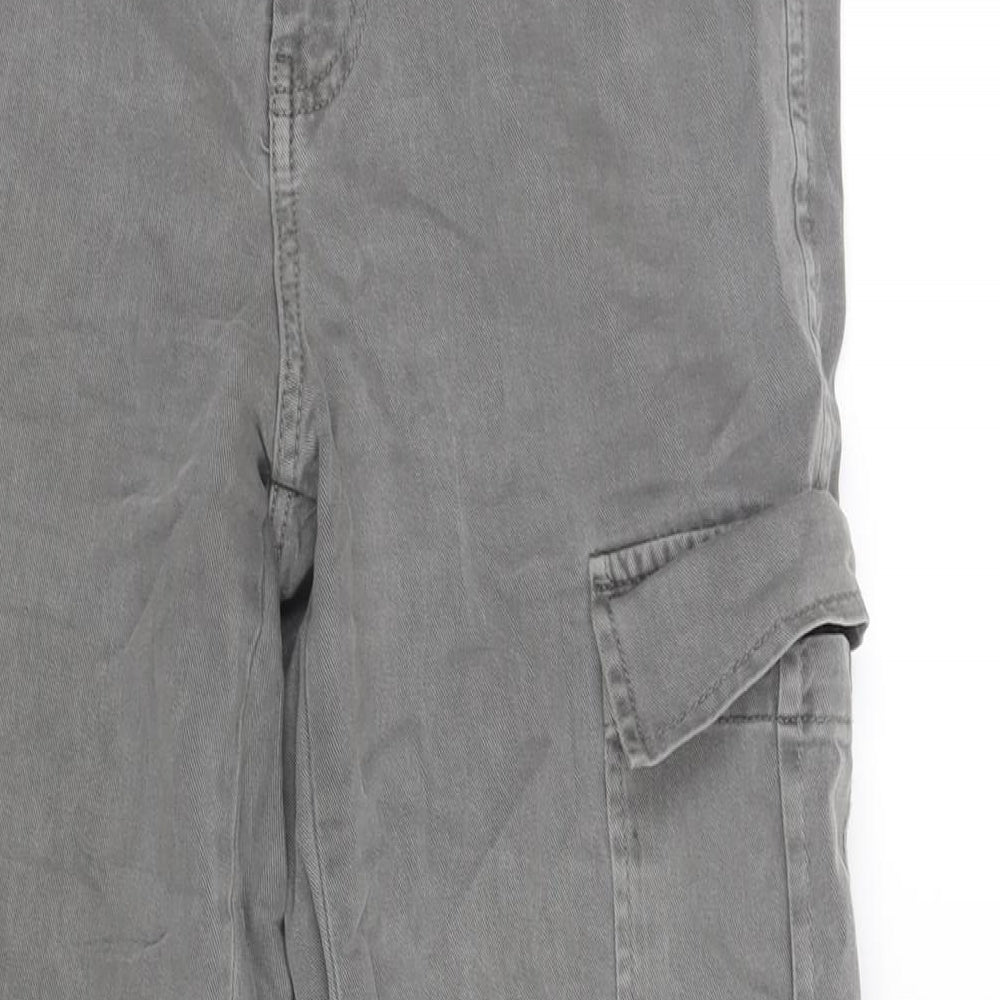 Stradivarius Womens Grey Cotton Straight Jeans Size 8 L31 in Regular Zip - Cargo Style