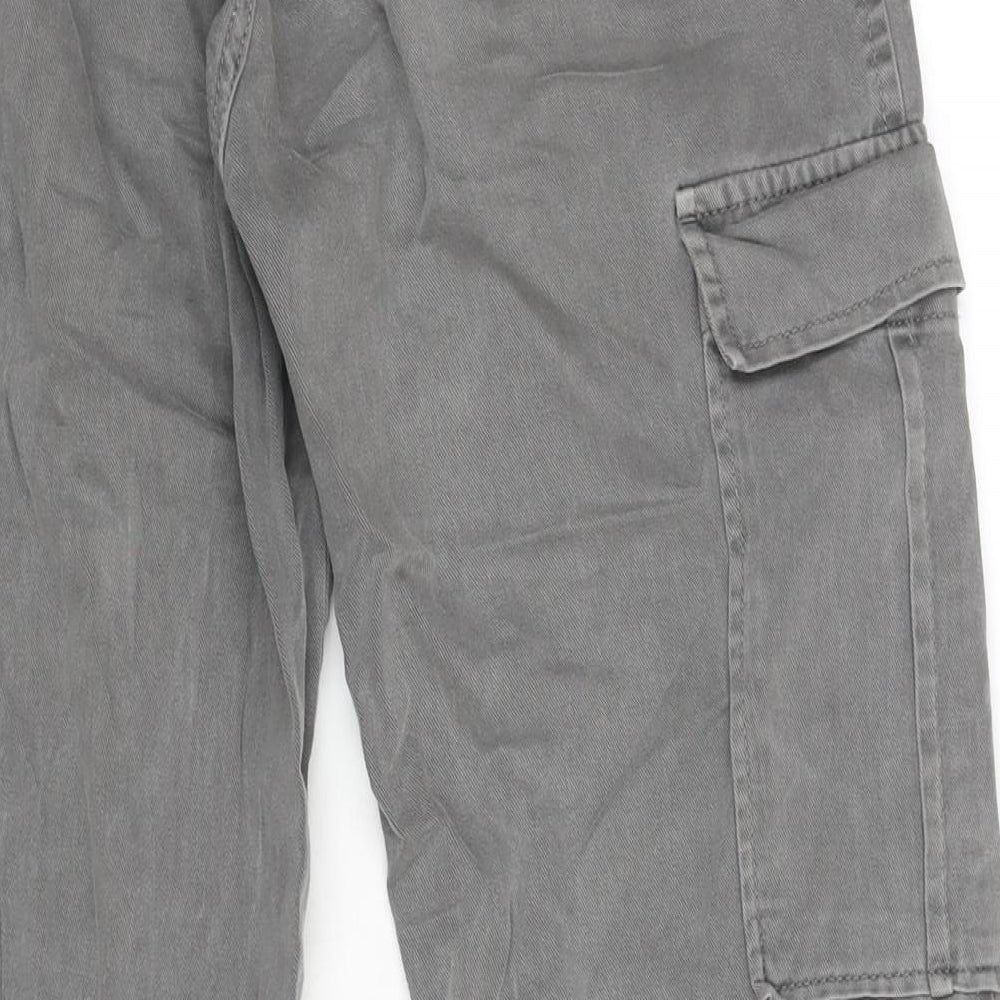 Stradivarius Womens Grey Cotton Straight Jeans Size 8 L31 in Regular Zip - Cargo Style