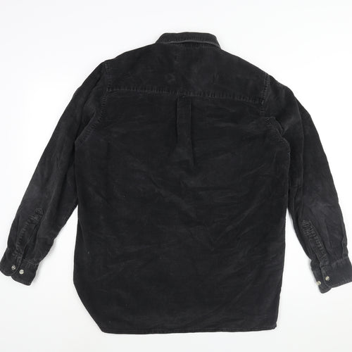 Glen Scotney Mens Black Cotton Button-Up Size M Collared Button