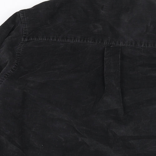 Glen Scotney Mens Black Cotton Button-Up Size M Collared Button