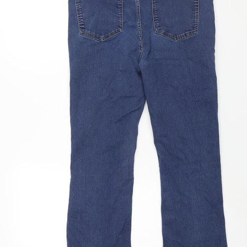 Marks and Spencer Womens Blue Cotton Bootcut Jeans Size 18 L28 in Regular Zip