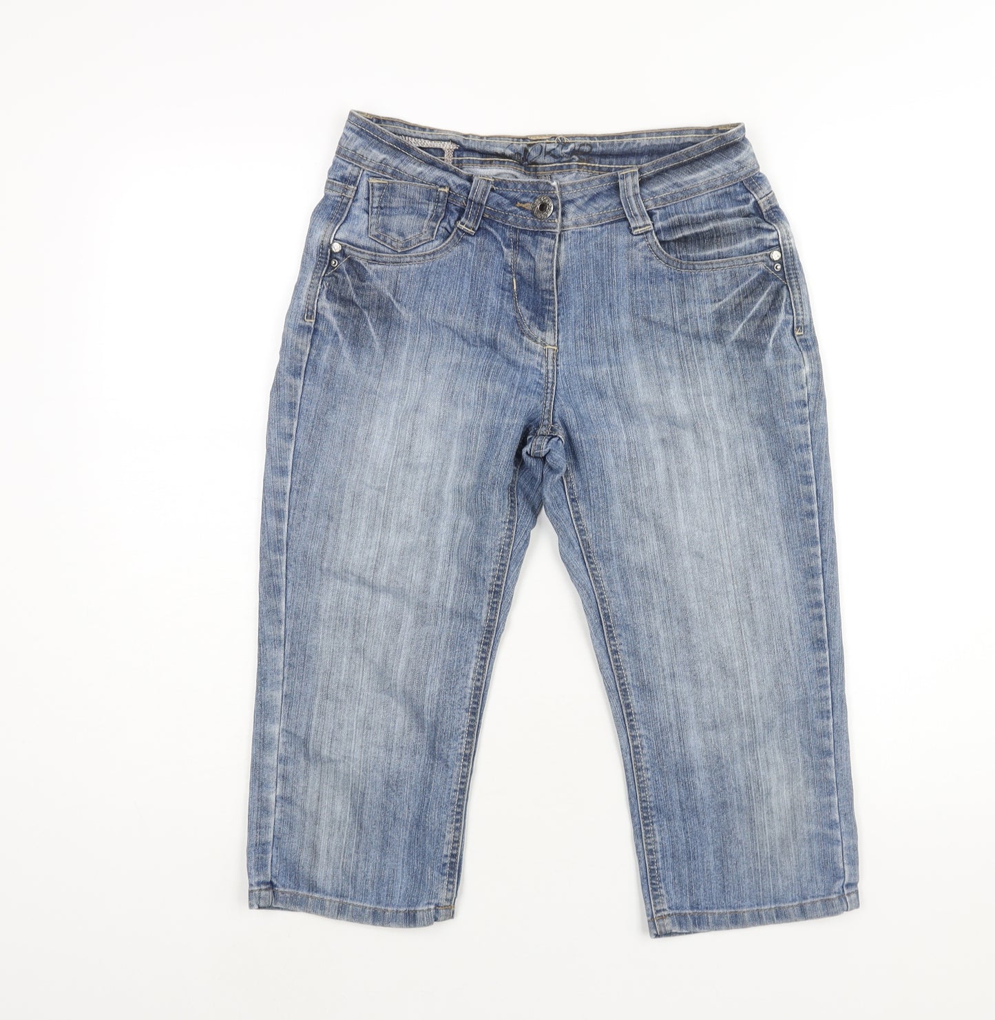 George Womens Blue Cotton Bermuda Shorts Size 8 L17 in Regular Zip