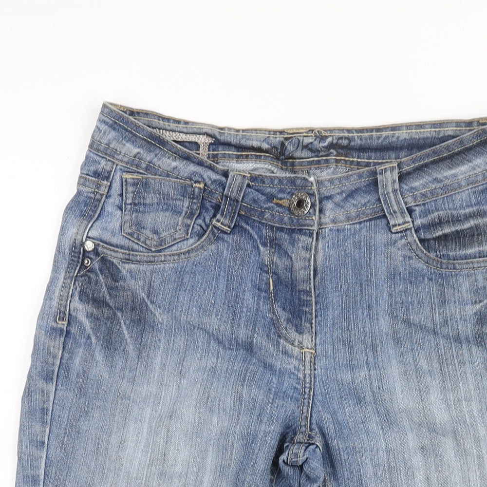 George Womens Blue Cotton Bermuda Shorts Size 8 L17 in Regular Zip