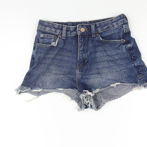 Denim & Co. Womens Blue Cotton Cut-Off Shorts Size 10 Regular Zip - Distressed