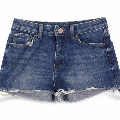Denim & Co. Womens Blue Cotton Cut-Off Shorts Size 10 Regular Zip - Distressed