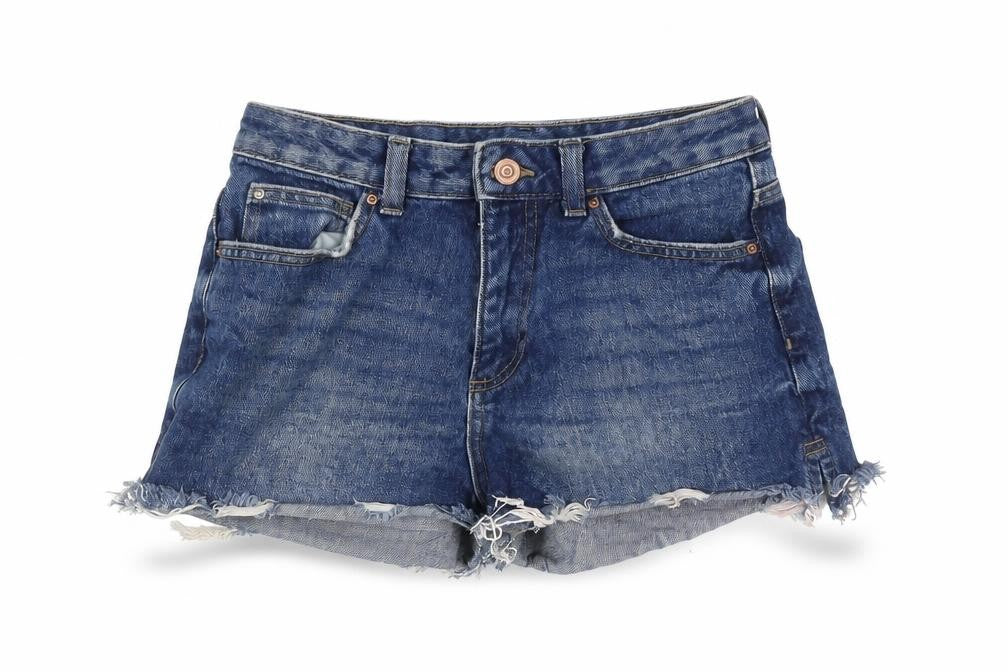 Denim & Co. Womens Blue Cotton Cut-Off Shorts Size 10 Regular Zip - Distressed