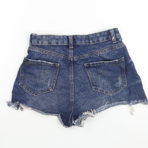 Denim & Co. Womens Blue Cotton Cut-Off Shorts Size 10 Regular Zip - Distressed