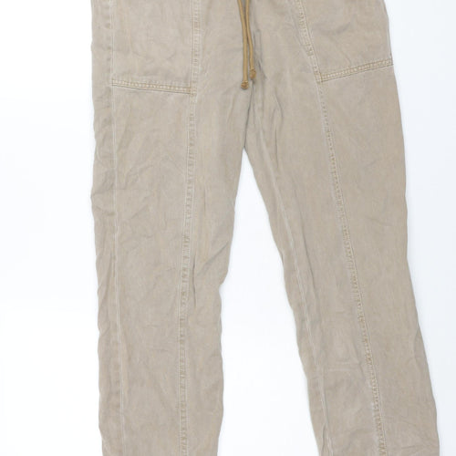 Per Una Womens Brown Cotton Tapered Jeans Size 12 L29 in Regular Drawstring