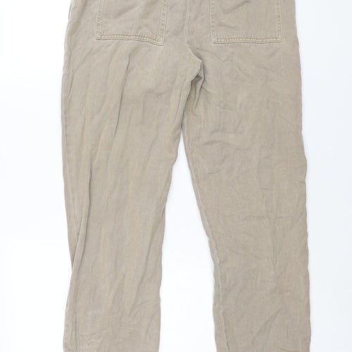 Per Una Womens Brown Cotton Tapered Jeans Size 12 L29 in Regular Drawstring