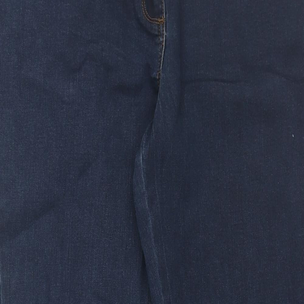 M&Co Womens Blue Cotton Bootcut Jeans Size 14 L28 in Regular Zip