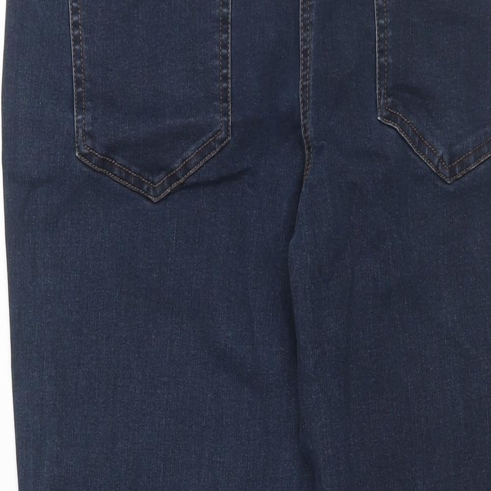 M&Co Womens Blue Cotton Bootcut Jeans Size 14 L28 in Regular Zip