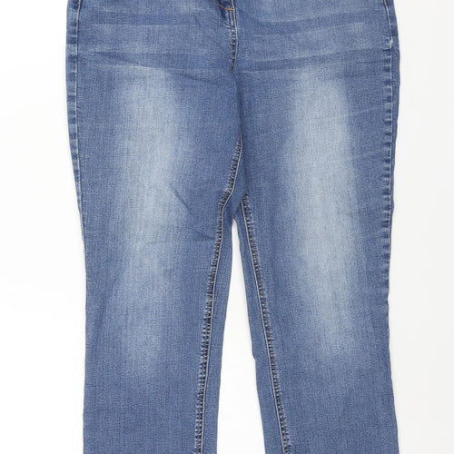 George Womens Blue Cotton Cropped Jeans Size 14 L24 in Regular Zip