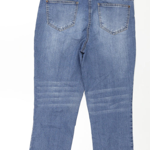 George Womens Blue Cotton Cropped Jeans Size 14 L24 in Regular Zip