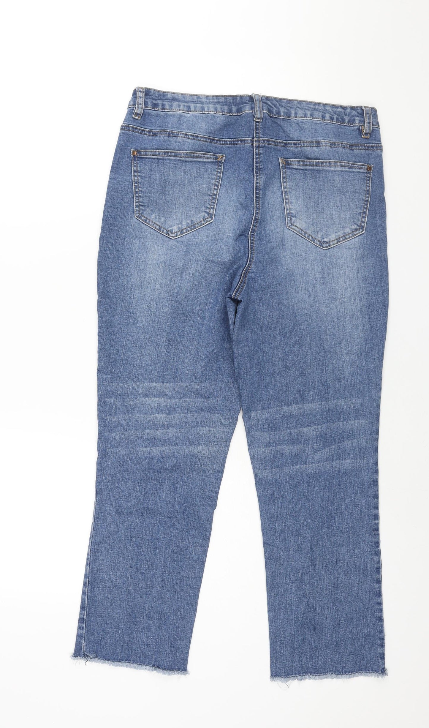 George Womens Blue Cotton Cropped Jeans Size 14 L24 in Regular Zip
