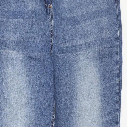 George Womens Blue Cotton Cropped Jeans Size 14 L24 in Regular Zip