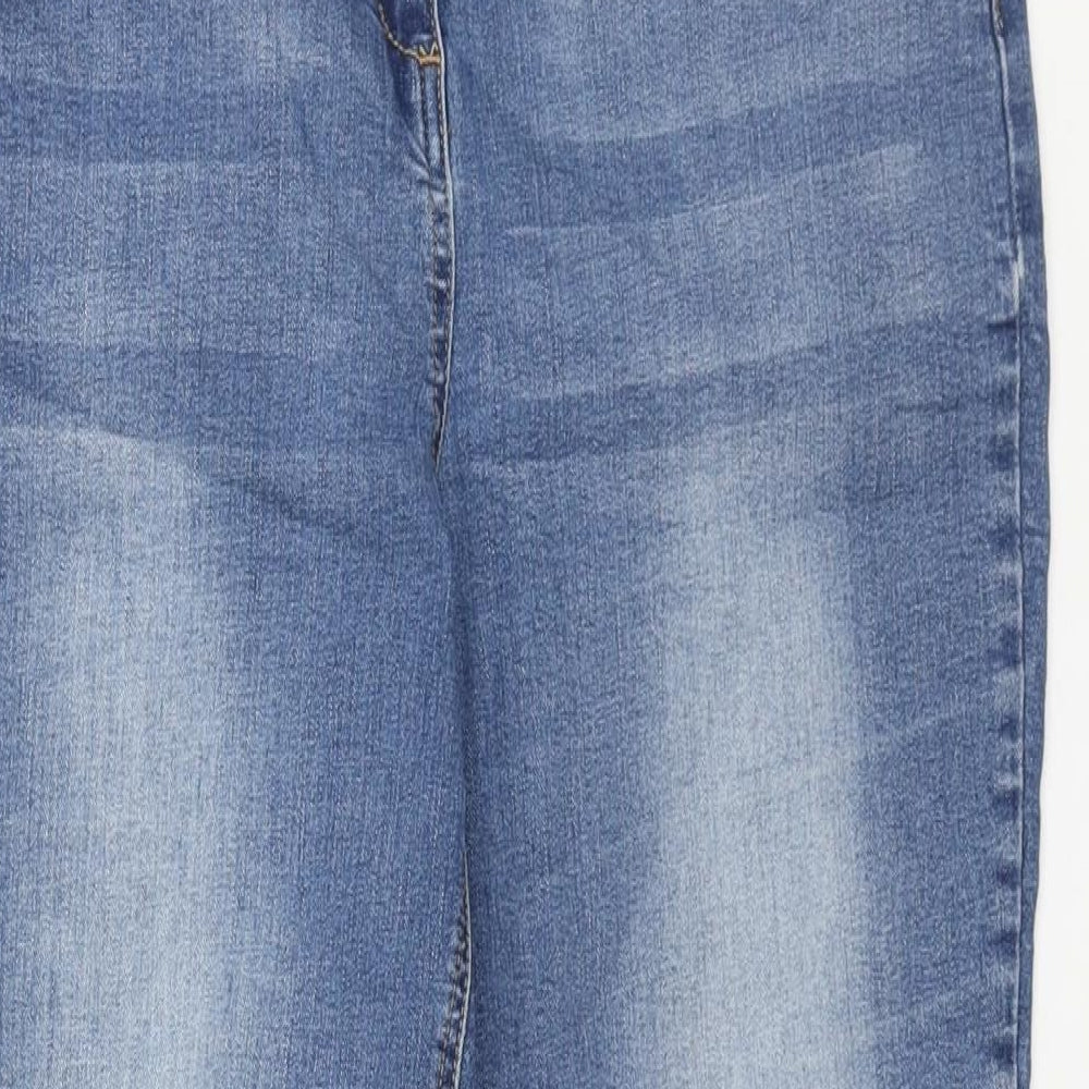 George Womens Blue Cotton Cropped Jeans Size 14 L24 in Regular Zip