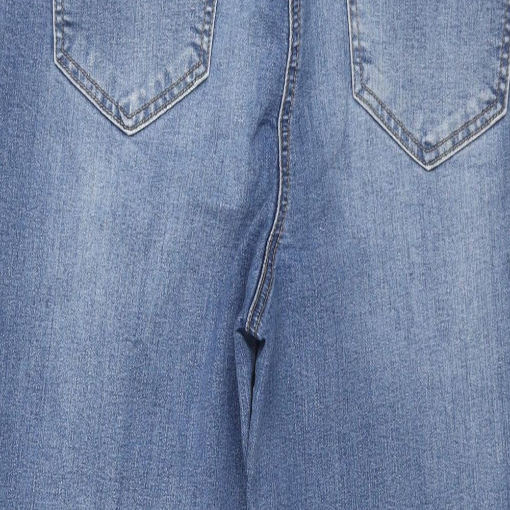 George Womens Blue Cotton Cropped Jeans Size 14 L24 in Regular Zip