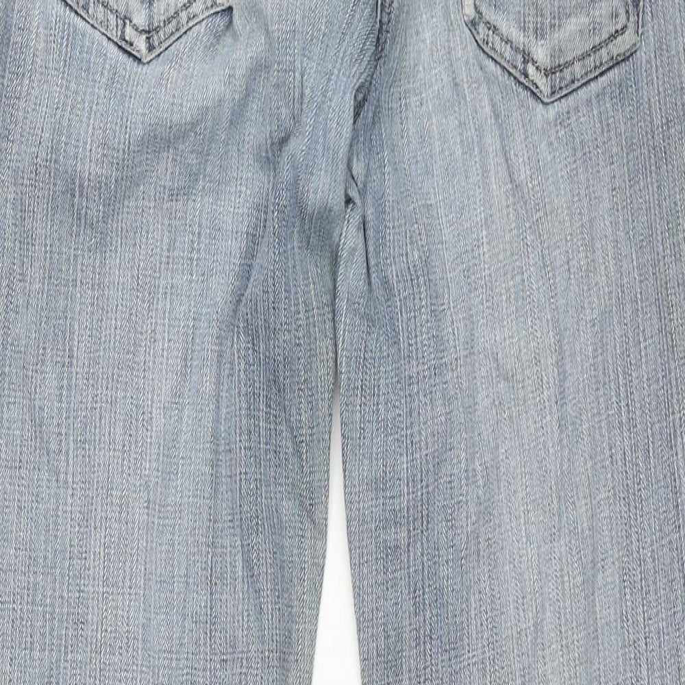 NEXT Womens Blue Cotton Flared Jeans Size 14 L33 in Regular Zip