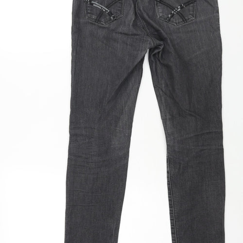 Esprit Womens Grey Cotton Skinny Jeans Size 10 L28 in Regular Zip - Sequin Detail