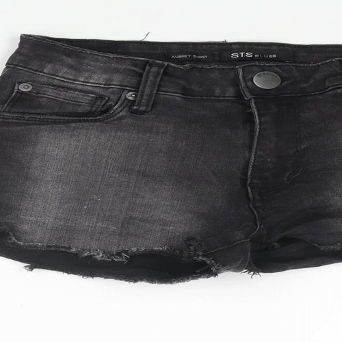 STS Blue Womens Black Cotton Cut-Off Shorts Size 24 in Regular Zip