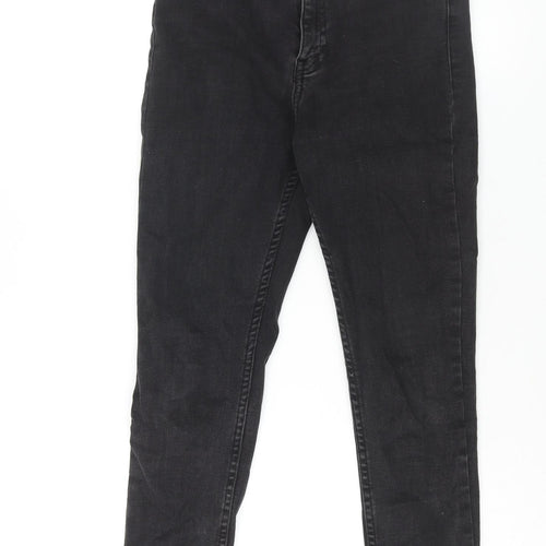Bershka Womens Black Cotton Skinny Jeans Size 8 L26 in Regular Zip - Raw Hem