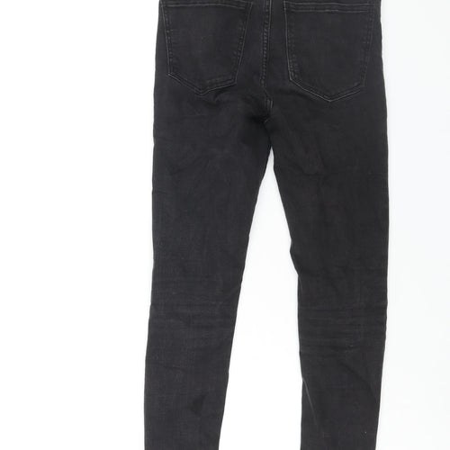 Bershka Womens Black Cotton Skinny Jeans Size 8 L26 in Regular Zip - Raw Hem