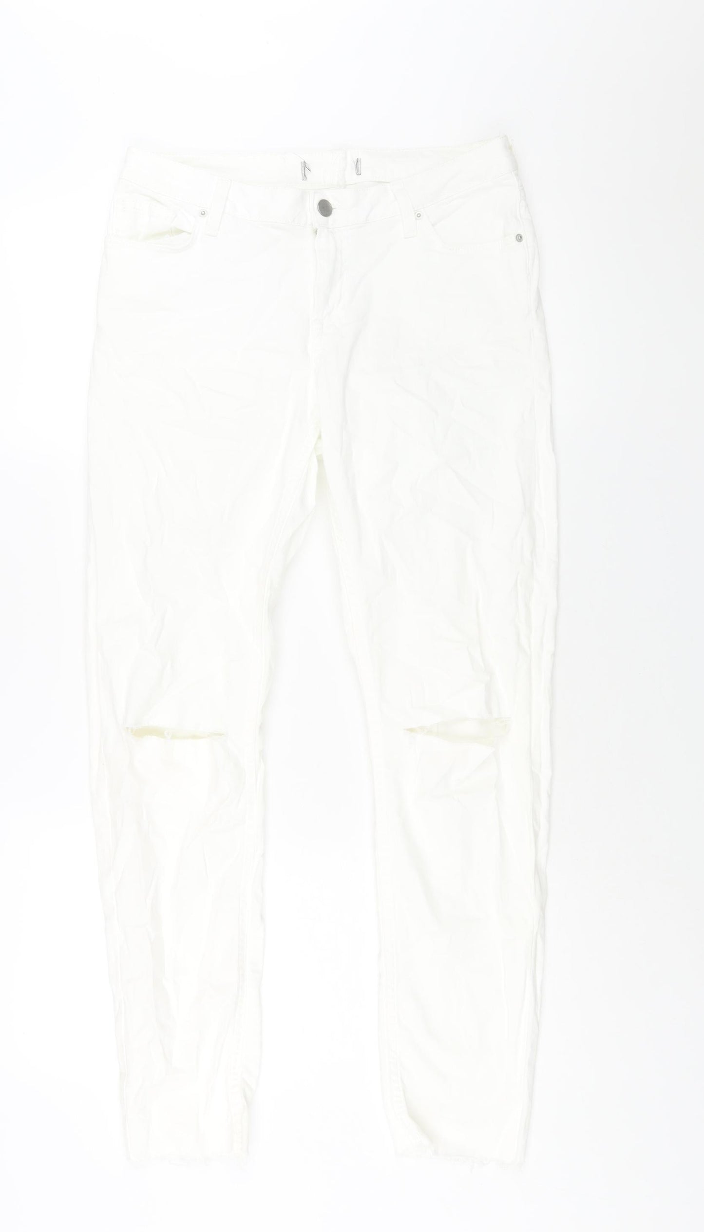 Denim & Co. Womens White Cotton Skinny Jeans Size 12 L29 in Regular Zip