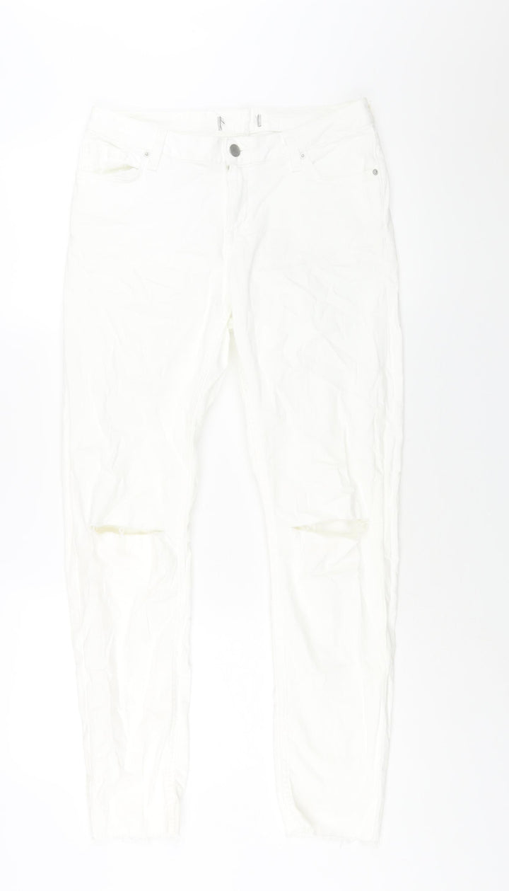 Denim & Co. Womens White Cotton Skinny Jeans Size 12 L29 in Regular Zip