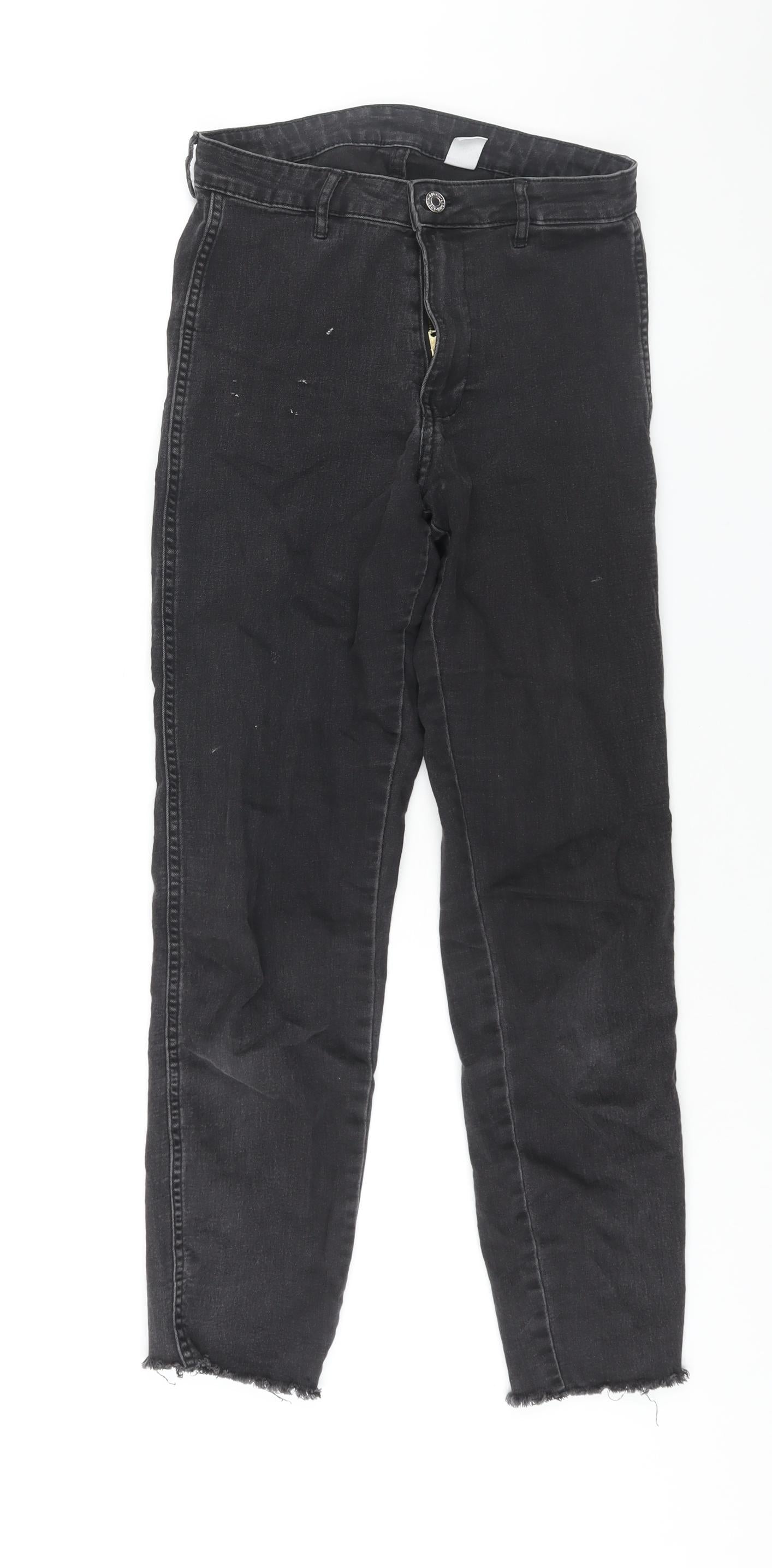 H&M Womens Black Cotton Skinny Jeans Size 28 in L28 in Regular Zip - Raw Hem