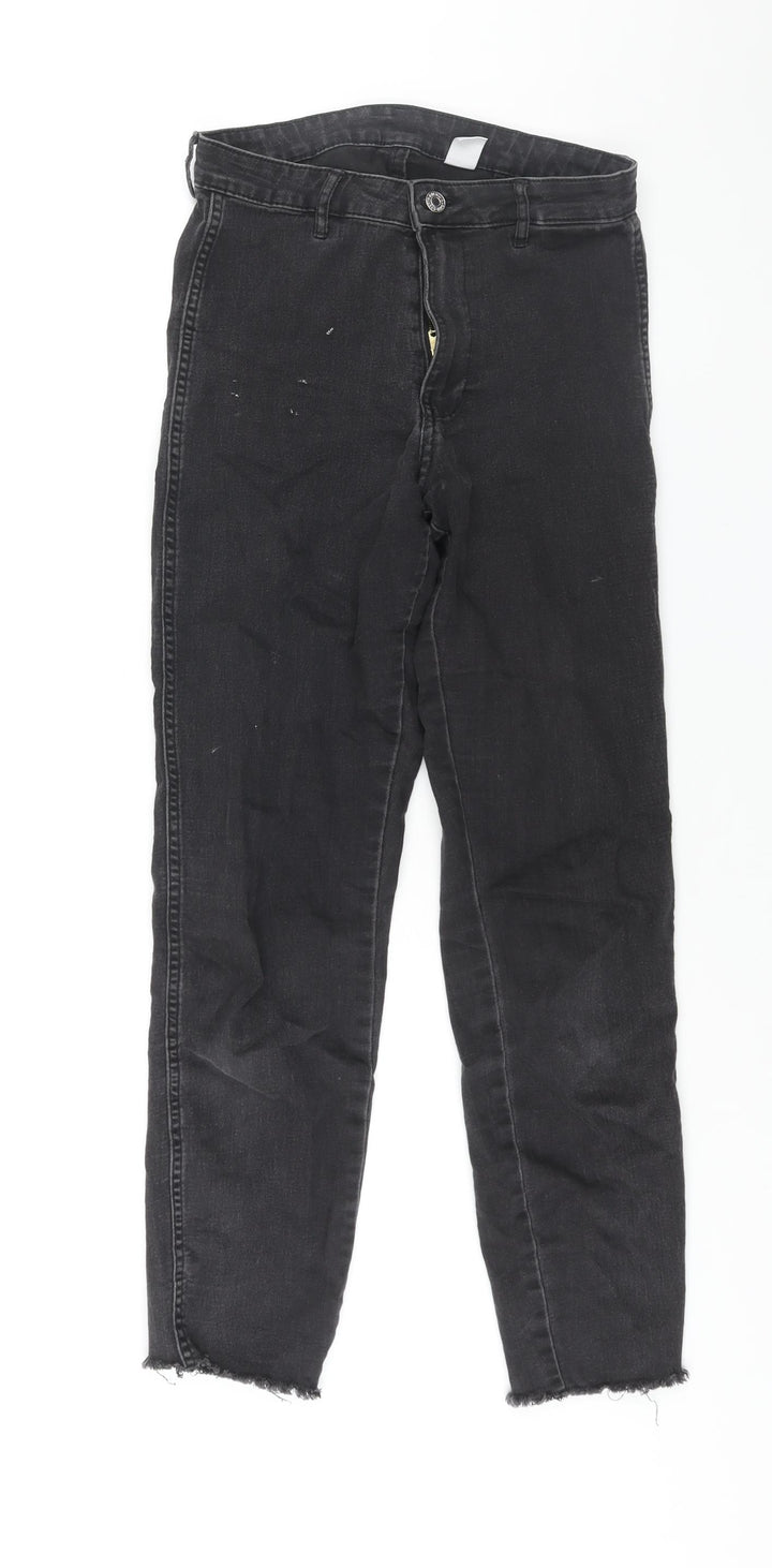 H&M Womens Black Cotton Skinny Jeans Size 28 in L28 in Regular Zip - Raw Hem
