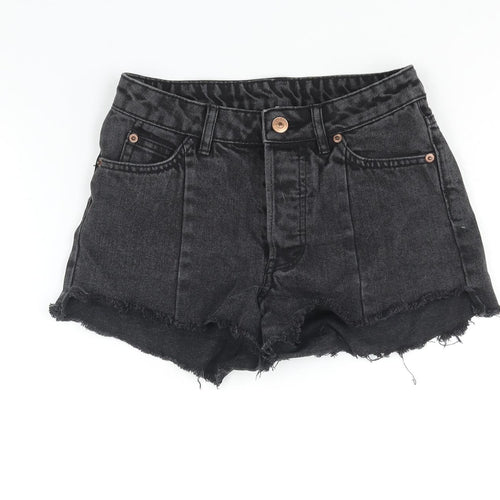 Divided by H&M Womens Black Cotton Cut-Off Shorts Size 6 Regular Zip
