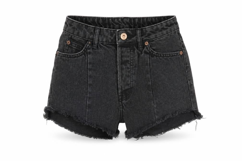 Divided by H&M Womens Black Cotton Cut-Off Shorts Size 6 Regular Zip