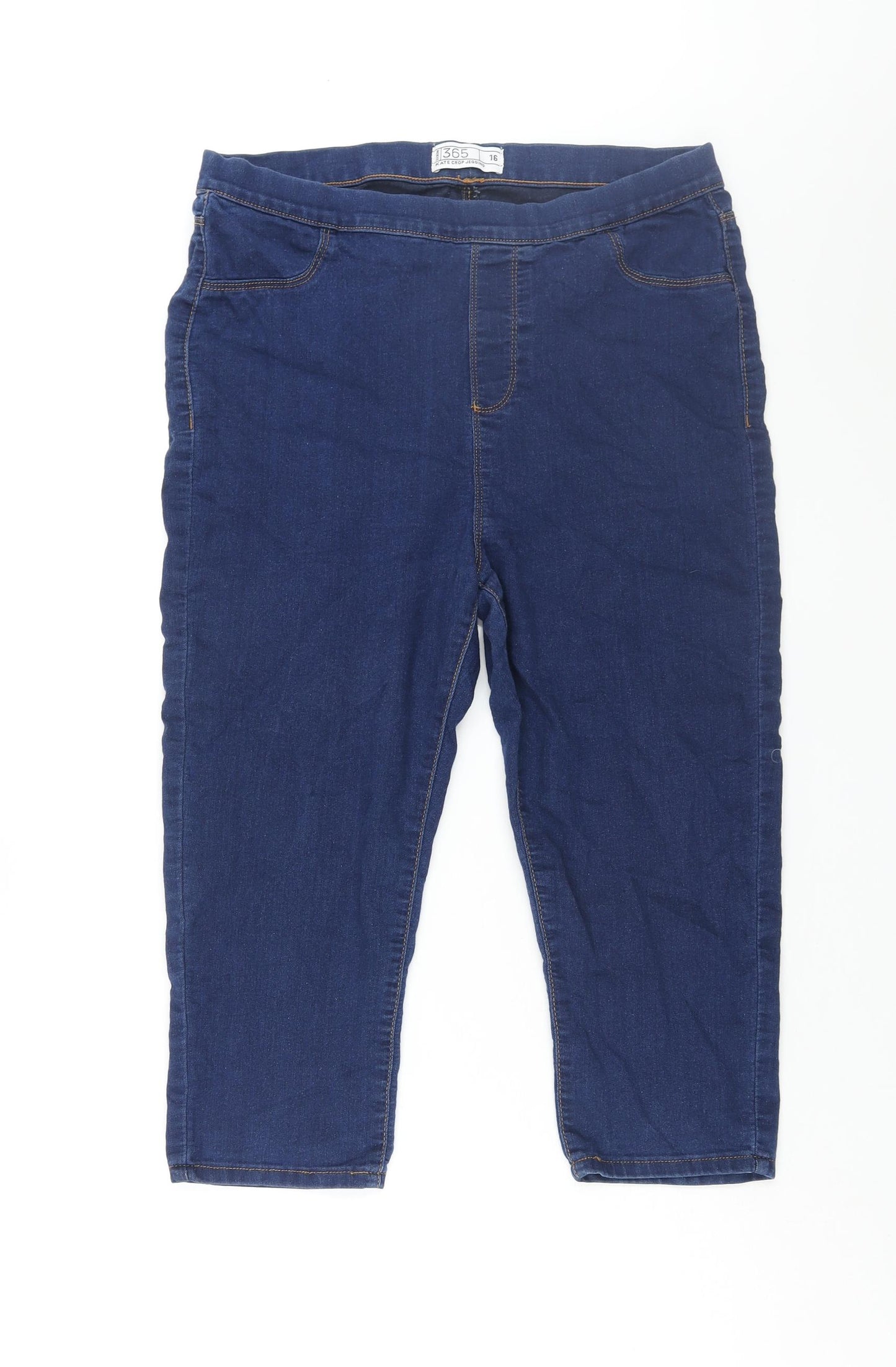Peacocks Womens Blue Cotton Jegging Jeans Size 16 L20 in Regular - Capri