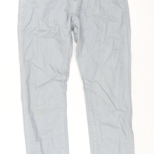 Topman Womens Blue Cotton Straight Jeans Size 30 L29 in Regular Zip