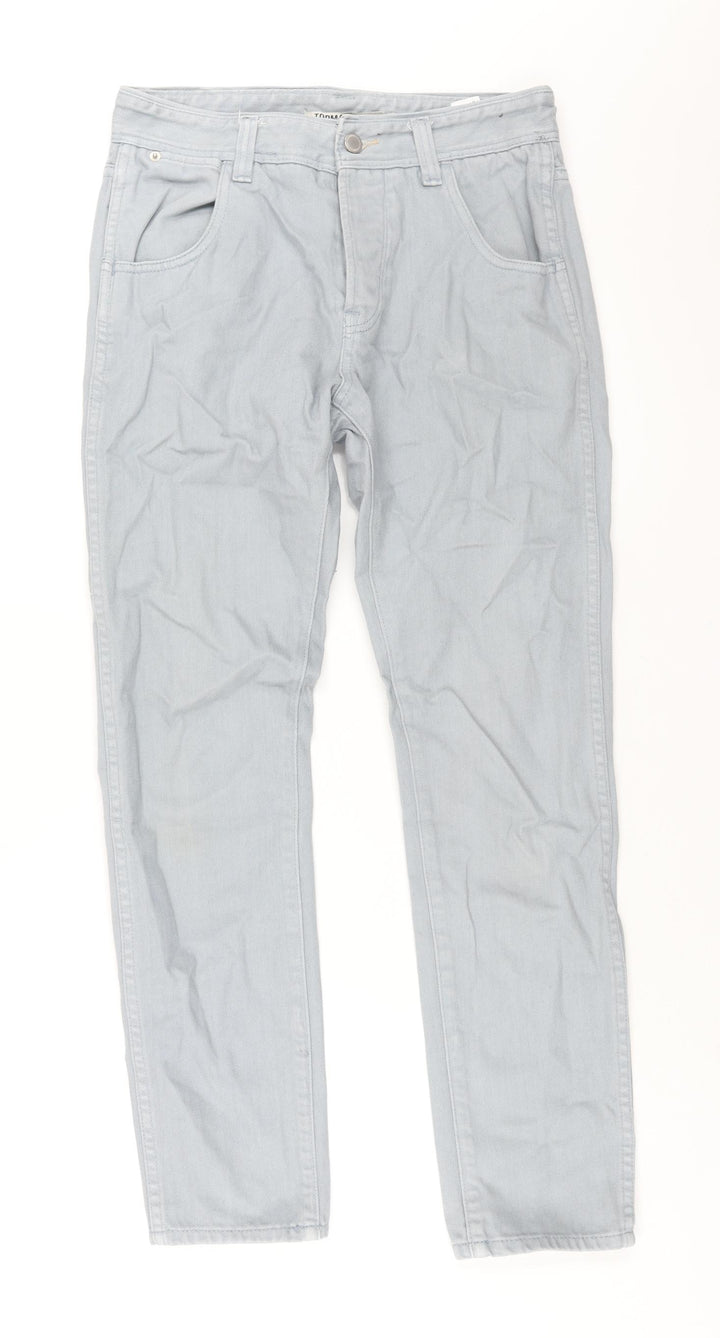 Topman Womens Blue Cotton Straight Jeans Size 30 L29 in Regular Zip