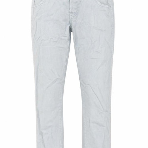 Topman Womens Blue Cotton Straight Jeans Size 30 L29 in Regular Zip