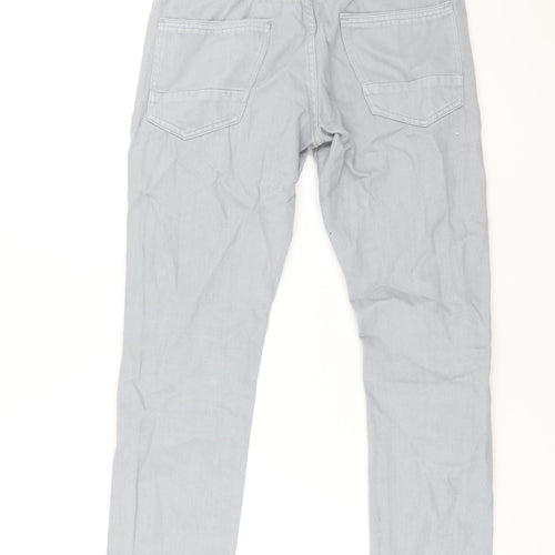 Topman Womens Blue Cotton Straight Jeans Size 30 L29 in Regular Zip
