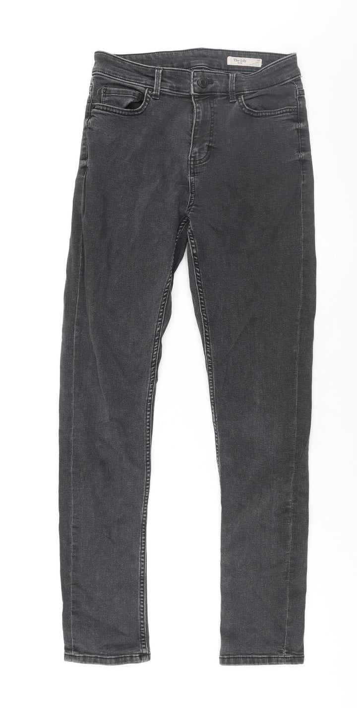 Marks and Spencer Womens Grey Cotton Skinny Jeans Size 10 L30 in Regular Zip