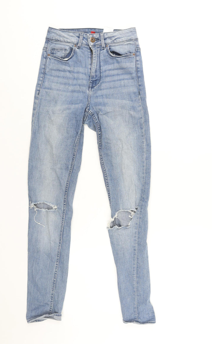 Divided by H&M Womens Blue Cotton Skinny Jeans Size 4 L26 in Regular Zip