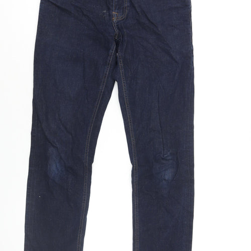 Easy Mens Blue Cotton Straight Jeans Size 30 in L30 in Slim Zip