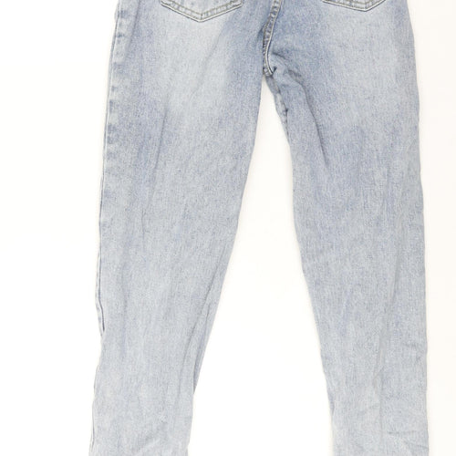 PRETTYLITTLETHING Womens Blue Cotton Tapered Jeans Size 4 L25 in Regular Zip