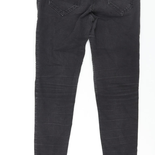 Zara Womens Black Cotton Skinny Jeans Size 12 L27 in Regular Zip - Zip Ribbed Detail