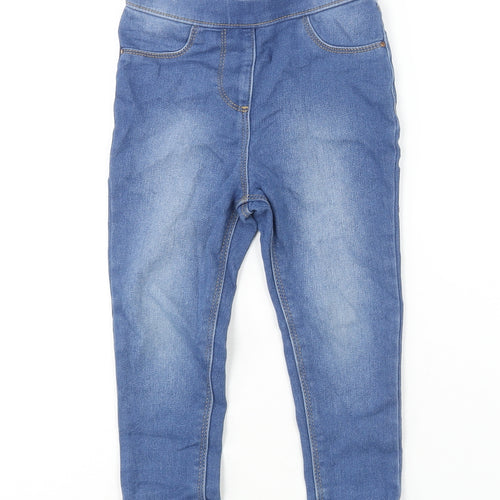 George Girls Blue Cotton Jegging Jeans Size 2-3 Years Regular Pullover - Waist 18