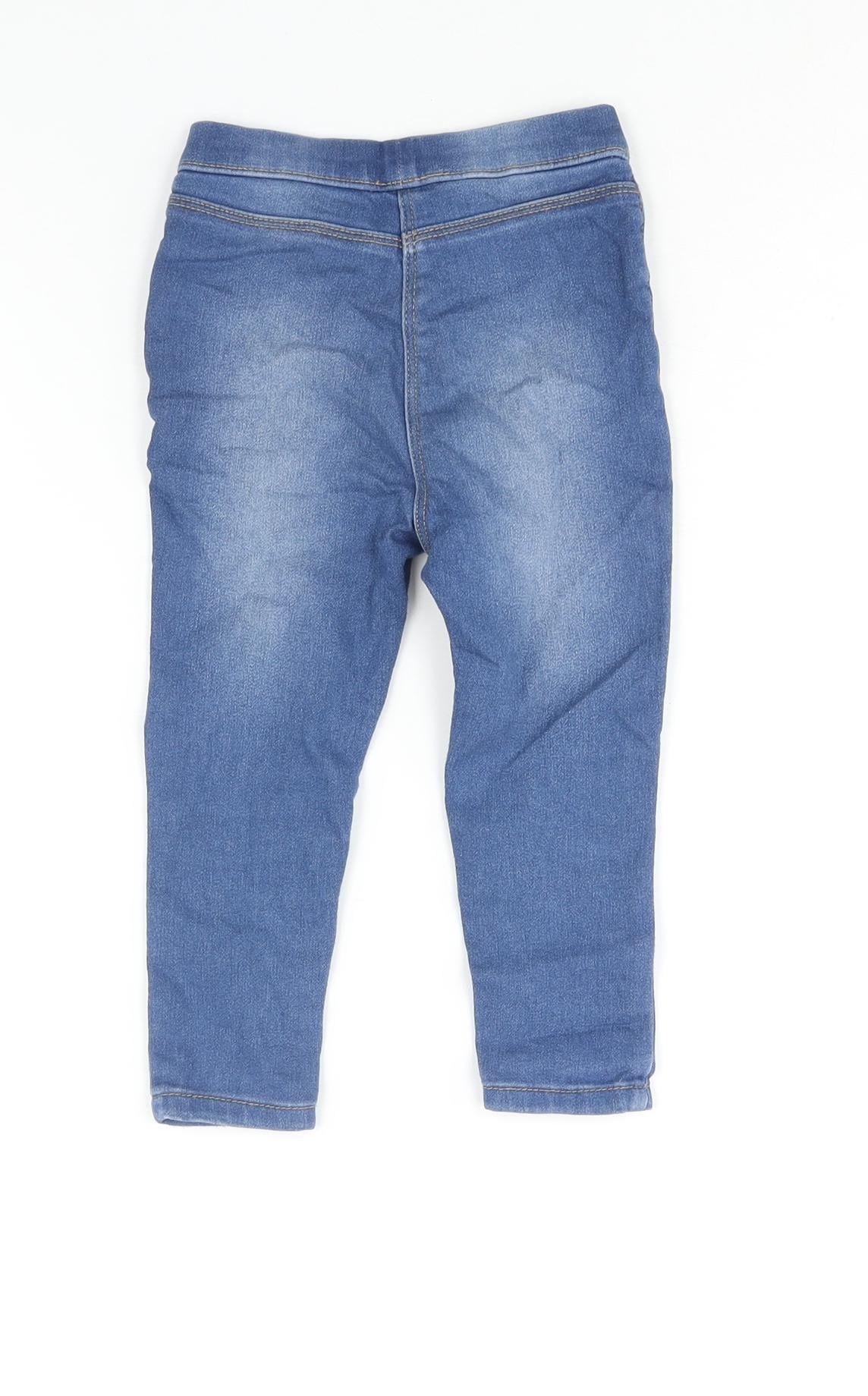 George Girls Blue Cotton Jegging Jeans Size 2-3 Years Regular Pullover - Waist 18